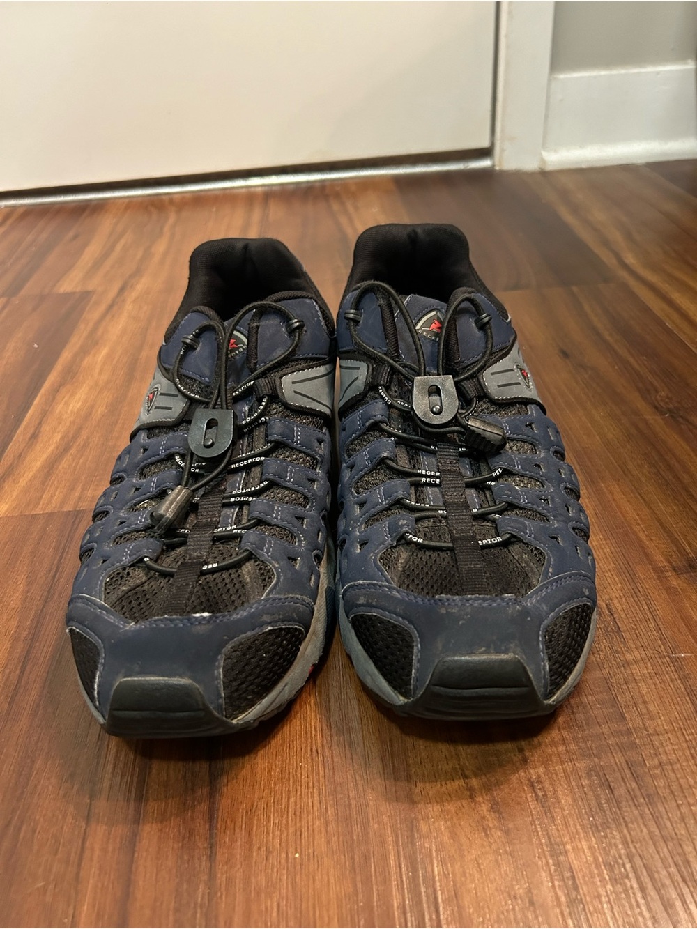 Ecco Receptor Shoes Men’s 11-11.5 Navy Black Hiking Outdoor Quick Lace Sandals